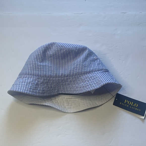 ✔️sold Polo Ralph Lauren Bucket Hat Reversible Seersucker XL New - Picture 3 of 10